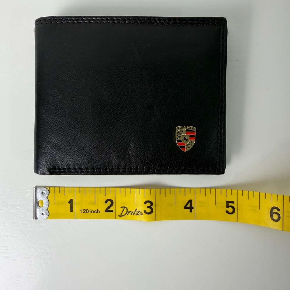 Porsche Design Black Leather Bifold Wallet RFID Blocking Crest Logo Men’s - Picture 7 of 12